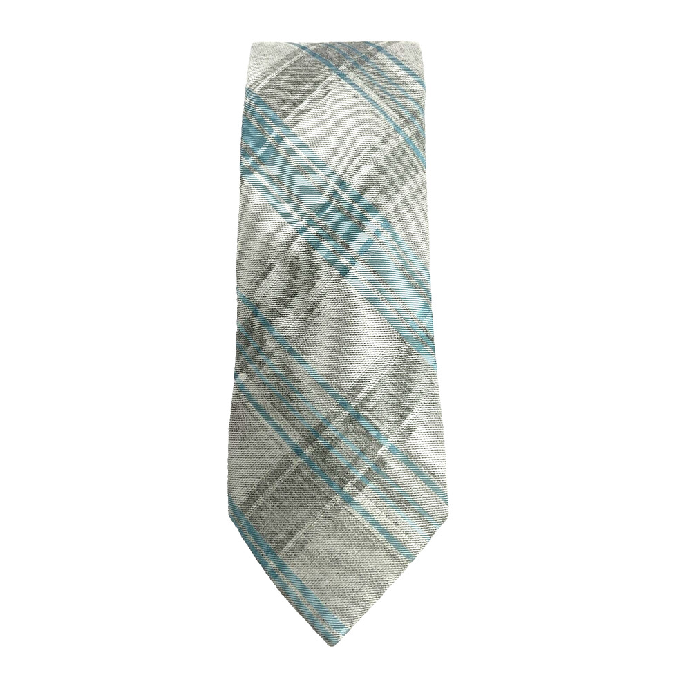 Calvin Klein Men's 100% Silk Neck Tie Platinum Plaids ll Checks 58" MSRP: $65.00